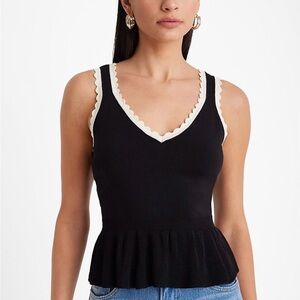 NWT Express Black and Cream Women's Peplum Top